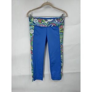Lilly Pulitzer Luxeletic Cropped Athletic Legging Women M Blue Preppy Beach